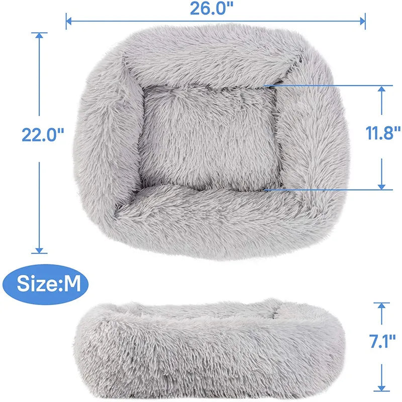 Plush Square Dog Bed – Anti-Anxiety