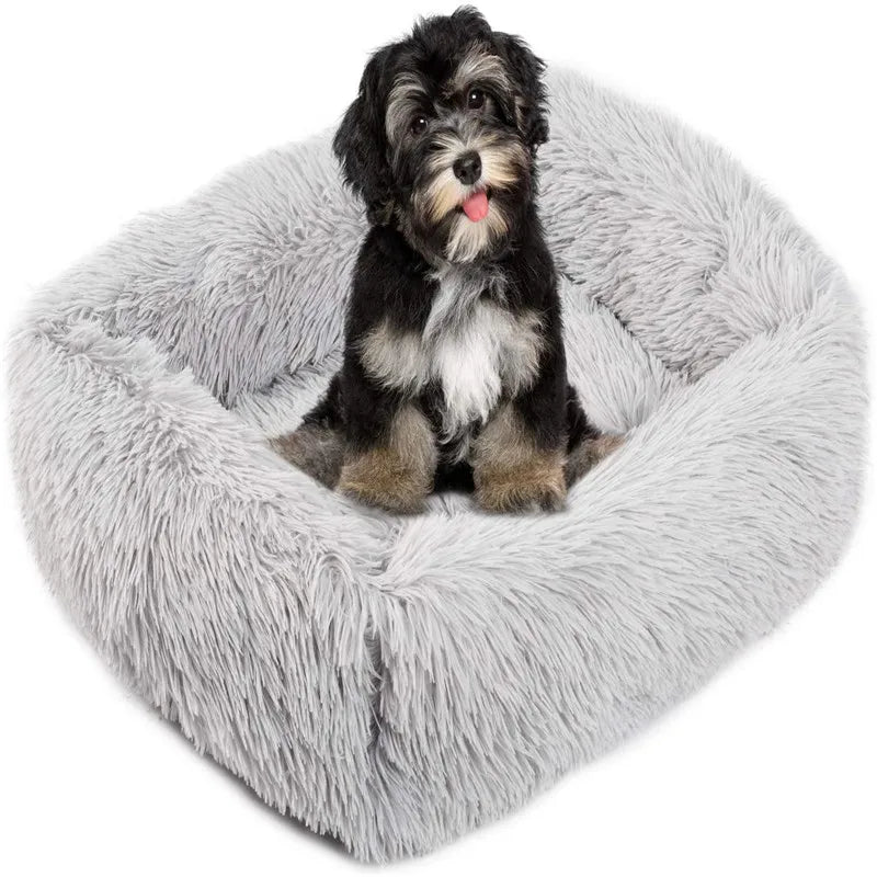 Plush Square Dog Bed – Anti-Anxiety