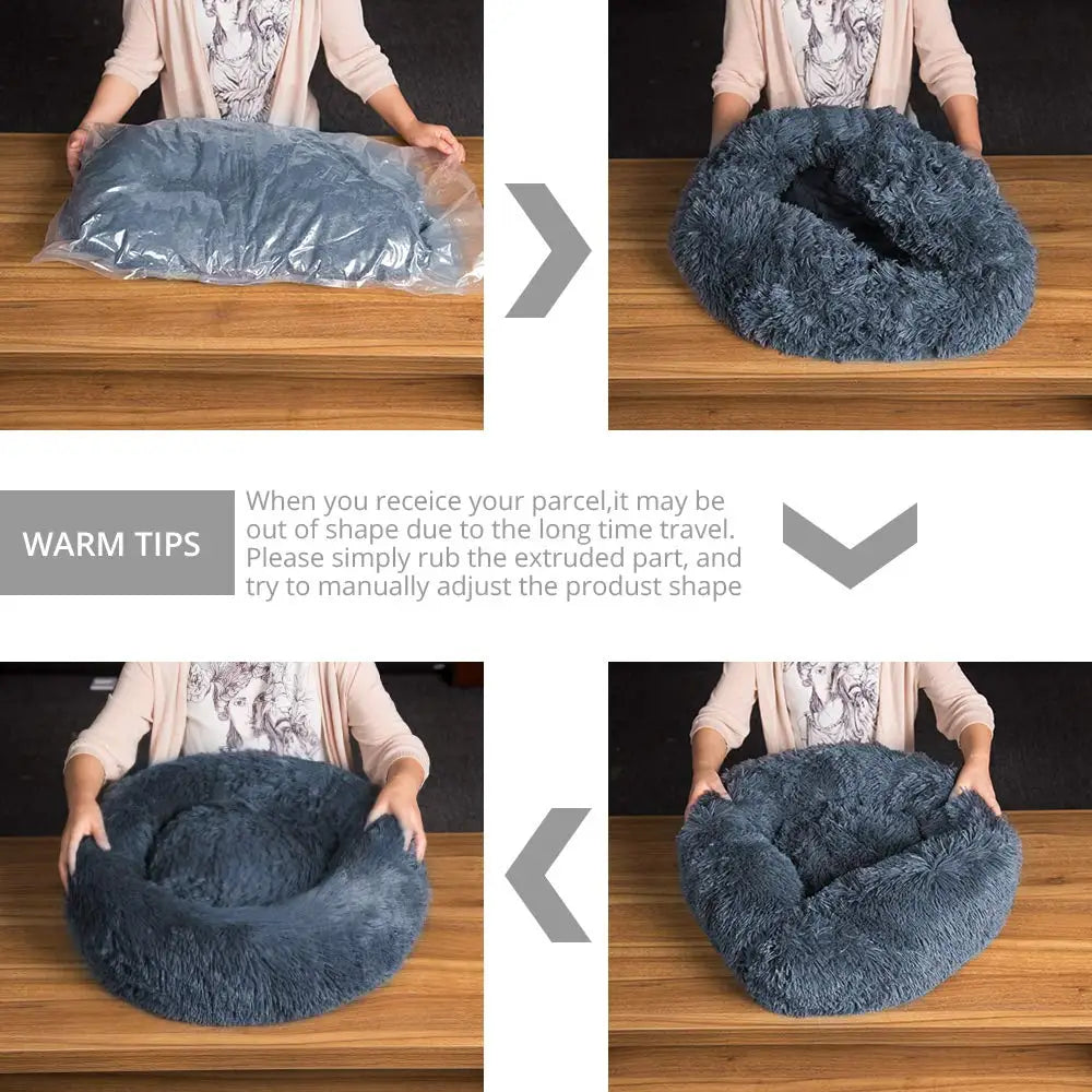 Calming Donut Pet Bed – Fluffy Cuddler