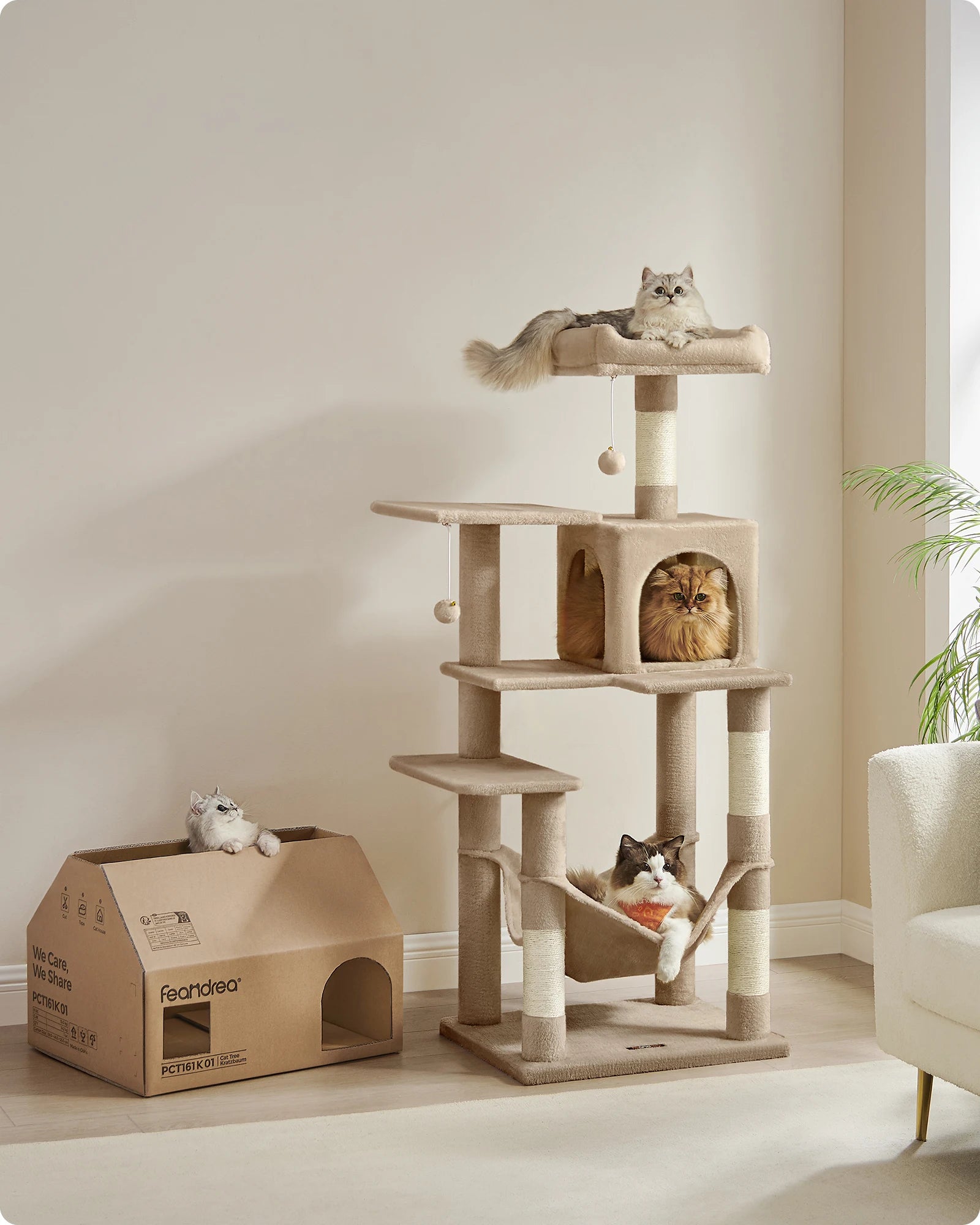 Feandrea Cat Tower 143 cm – 4 Scratching Posts