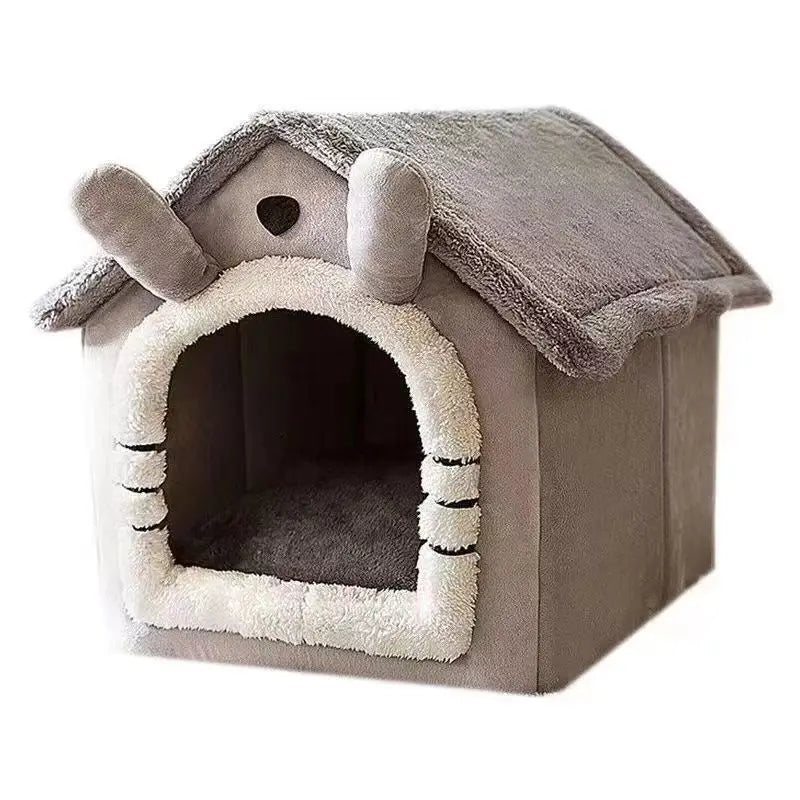 Dog House Style Pet Bed – Removable Cover