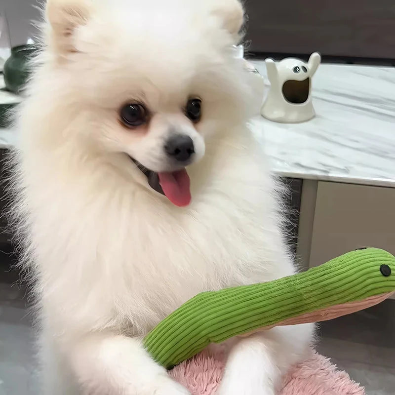 Squeaky Plush Dog Toy – Dino