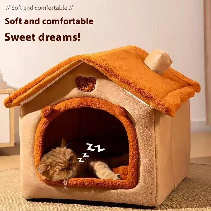 Dog House Style Pet Bed – Removable Cover