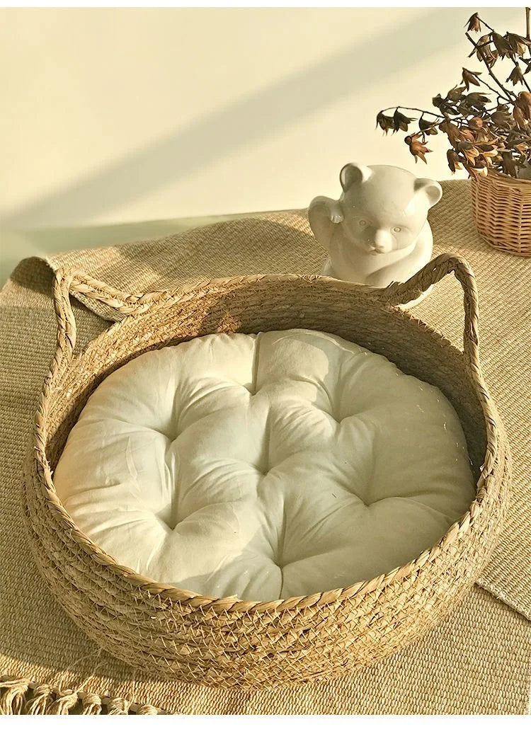 Handwoven Natural Vine Cat Basket