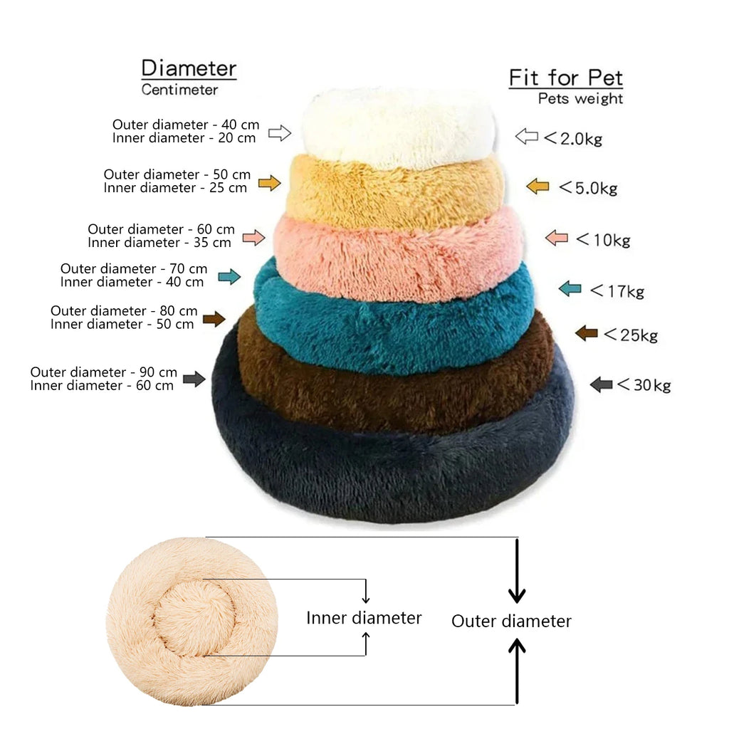 Calming Donut Pet Bed – Fluffy Cuddler