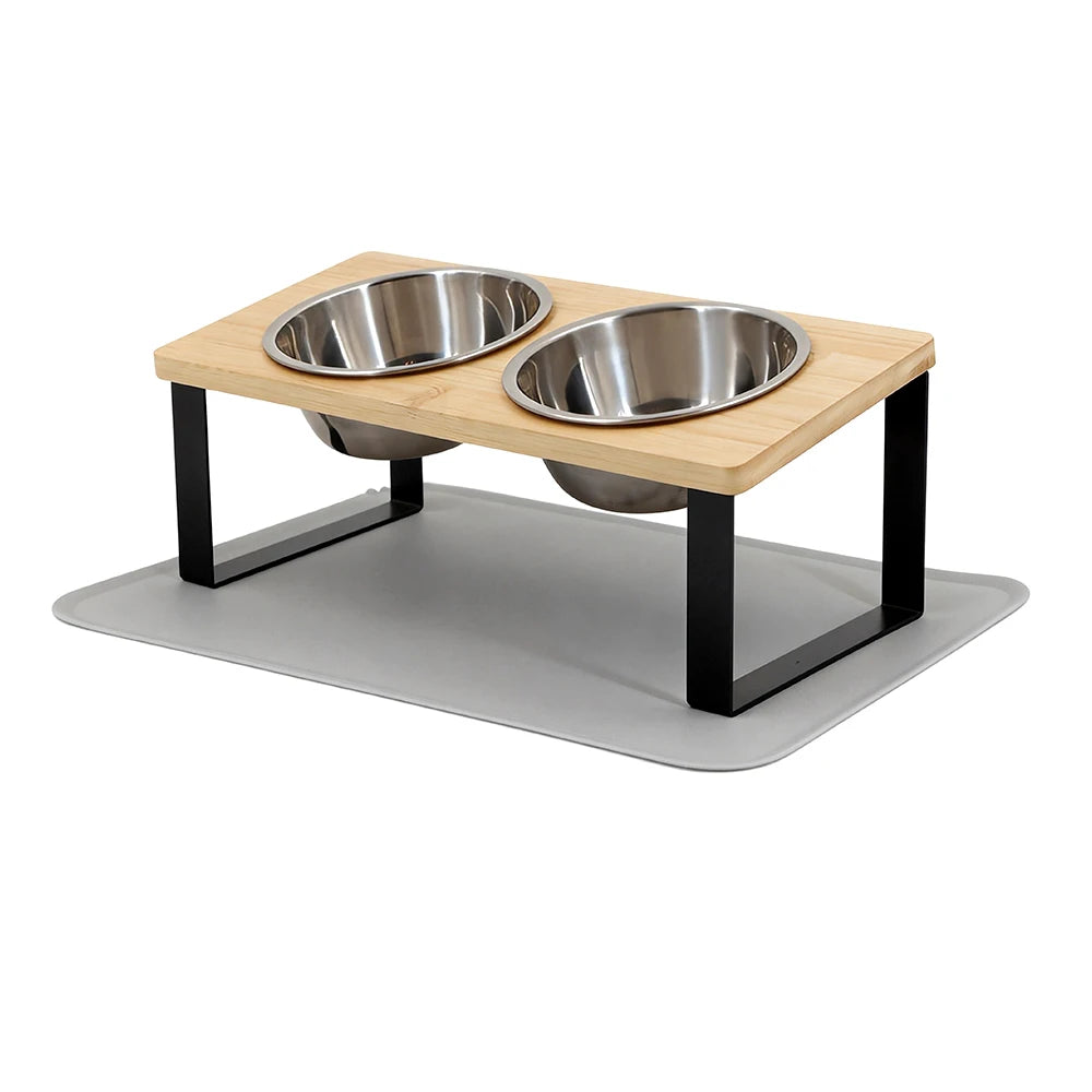 Elevated Stainless Steel Cat Bowl Set – 15° Tilt
