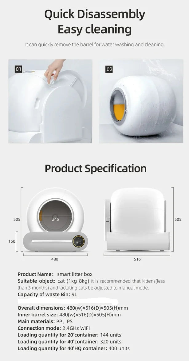 Smart Self-Cleaning Litter Box – App Control