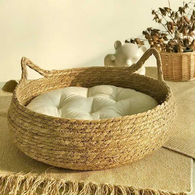 Handwoven Natural Vine Cat Basket