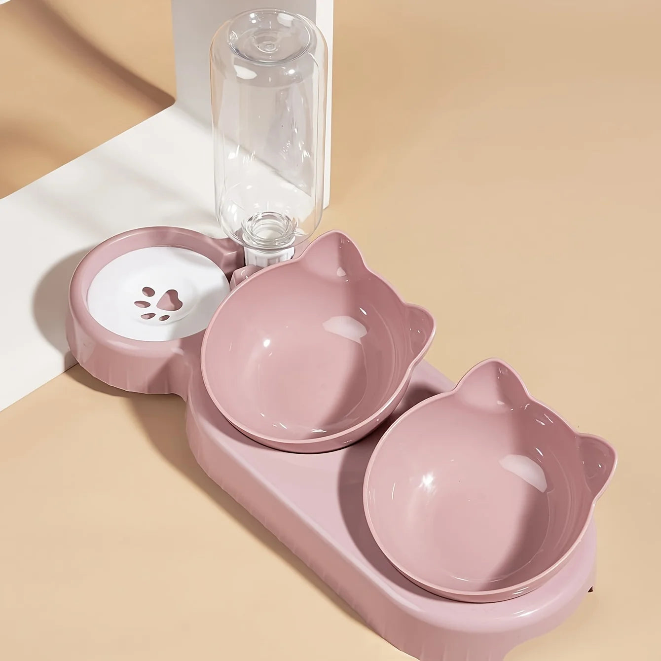 3-in-1 Tilted Bowl Set with Water Feeder