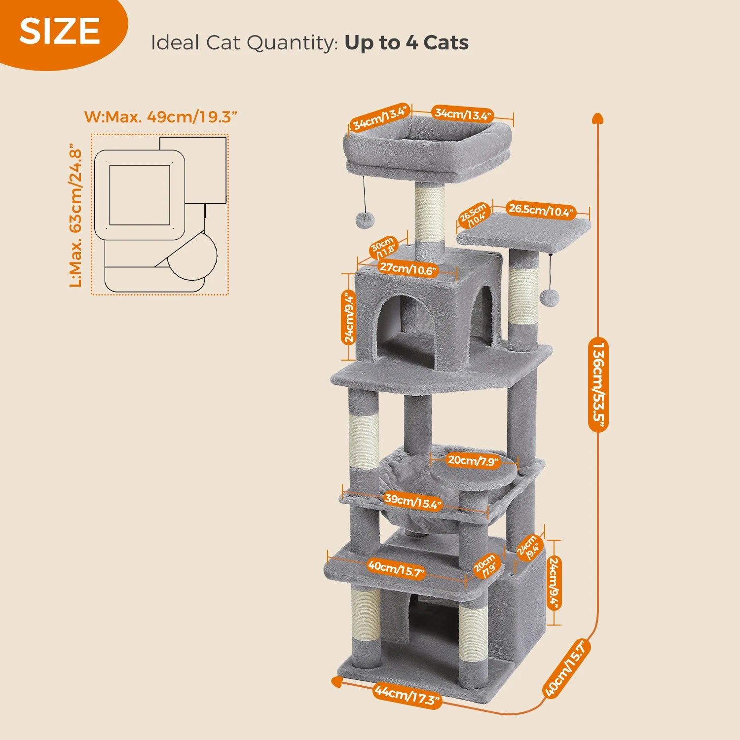 Premium Multi-Level Cat Tower with Hammock