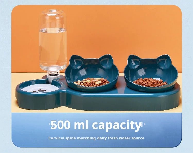 3-in-1 Tilted Bowl Set with Water Feeder