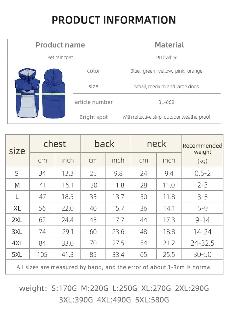 Large Dog Raincoat – Full Coverage