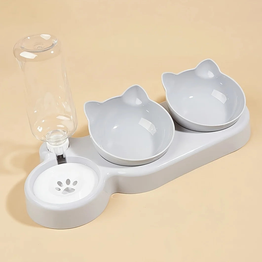3-in-1 Tilted Bowl Set with Water Feeder