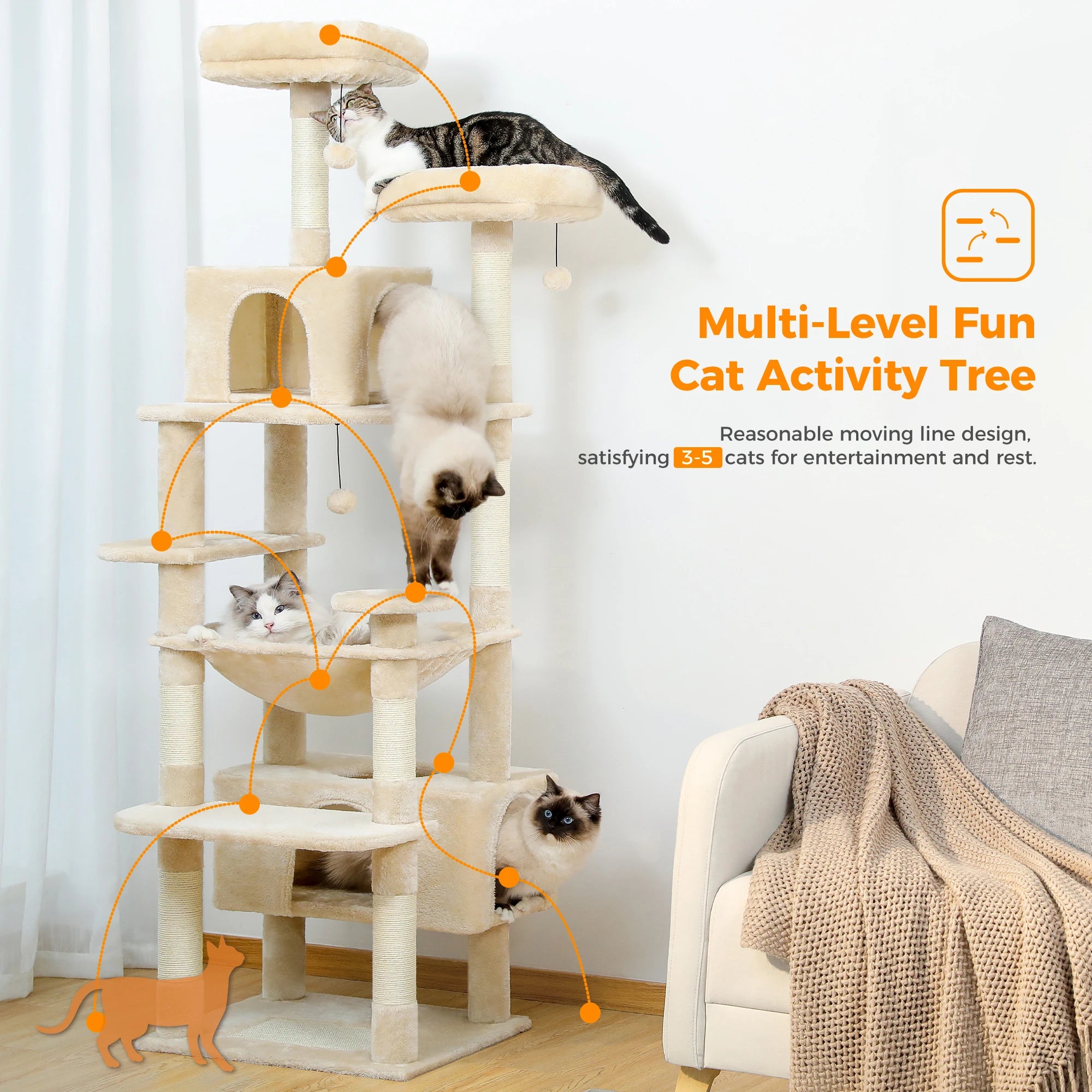 Premium Multi-Level Cat Tower with Hammock