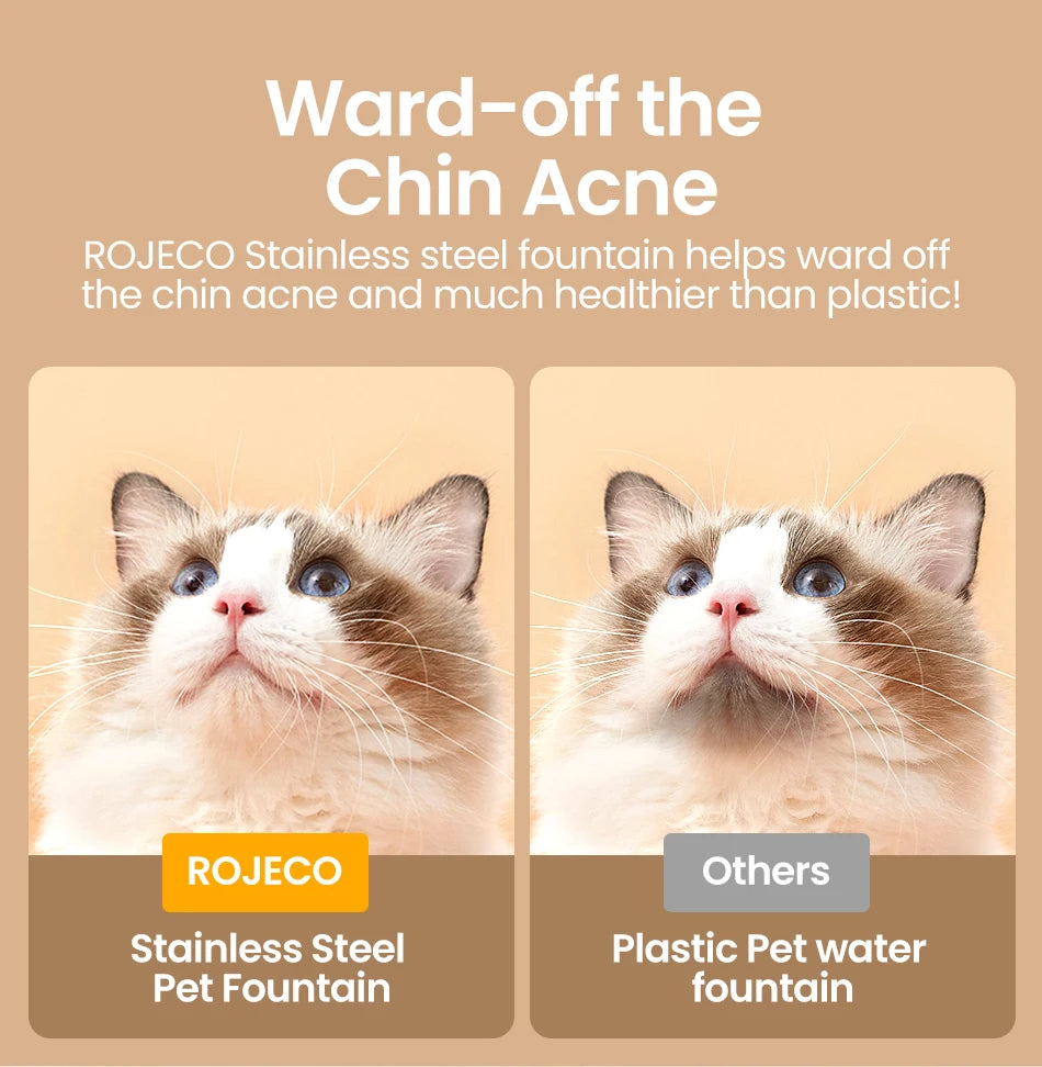 ROJECO Smart Pet Water Fountain – Stainless