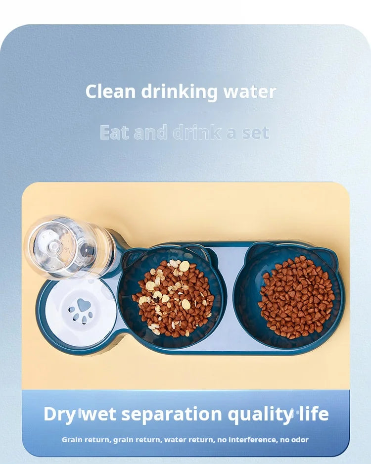 3-in-1 Tilted Bowl Set with Water Feeder