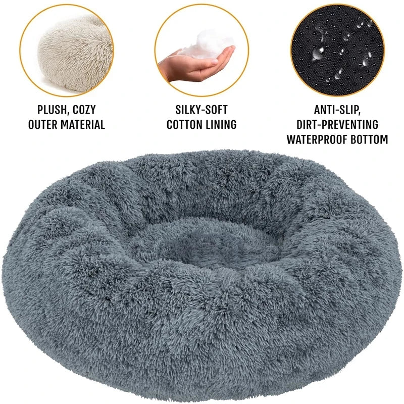 Calming Donut Pet Bed – Fluffy Cuddler