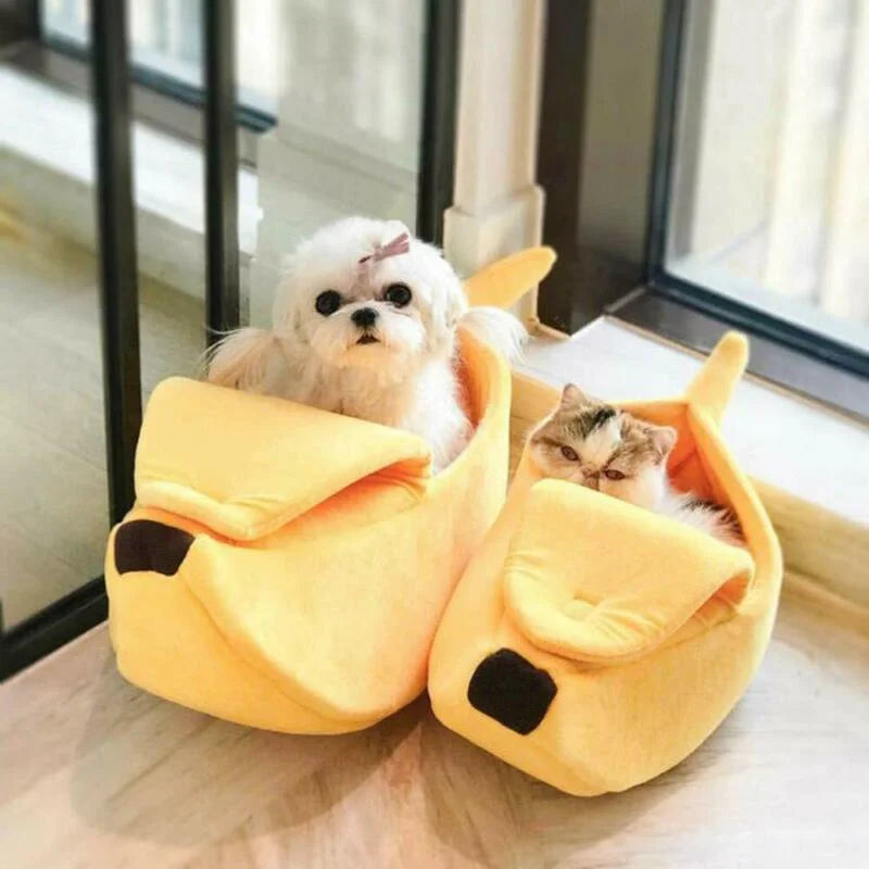 Banana-Shaped Novelty Cat Bed