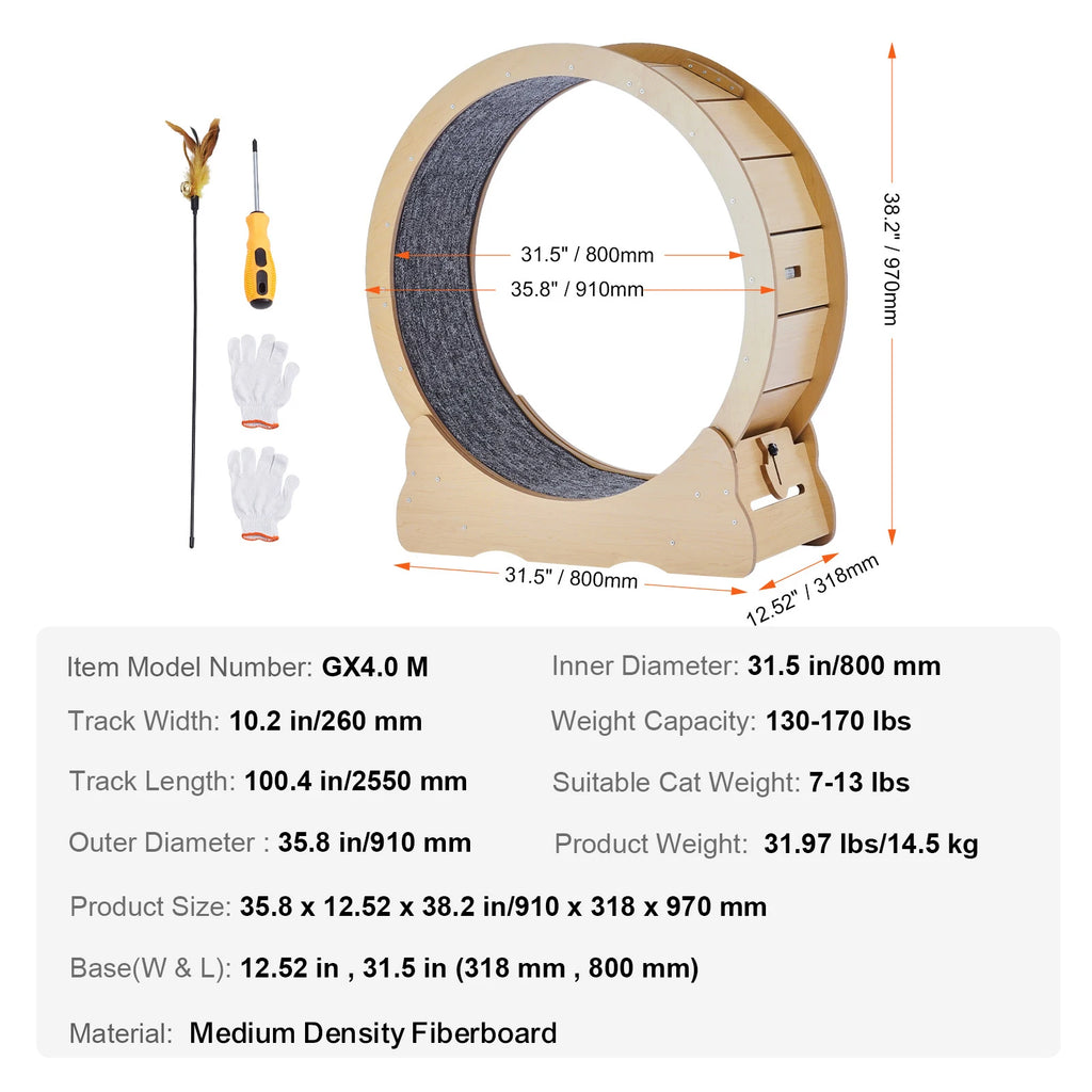 Wooden Cat Exercise Wheel – Indoor Fitness