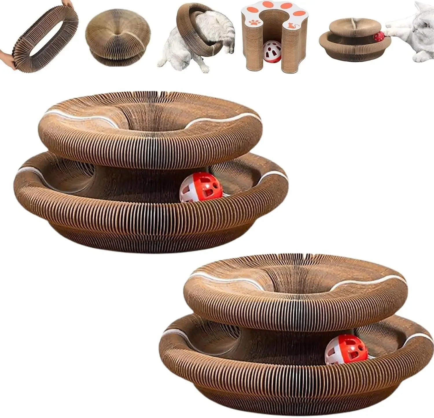 Spring Accordion Cat Scratch & Play Toy
