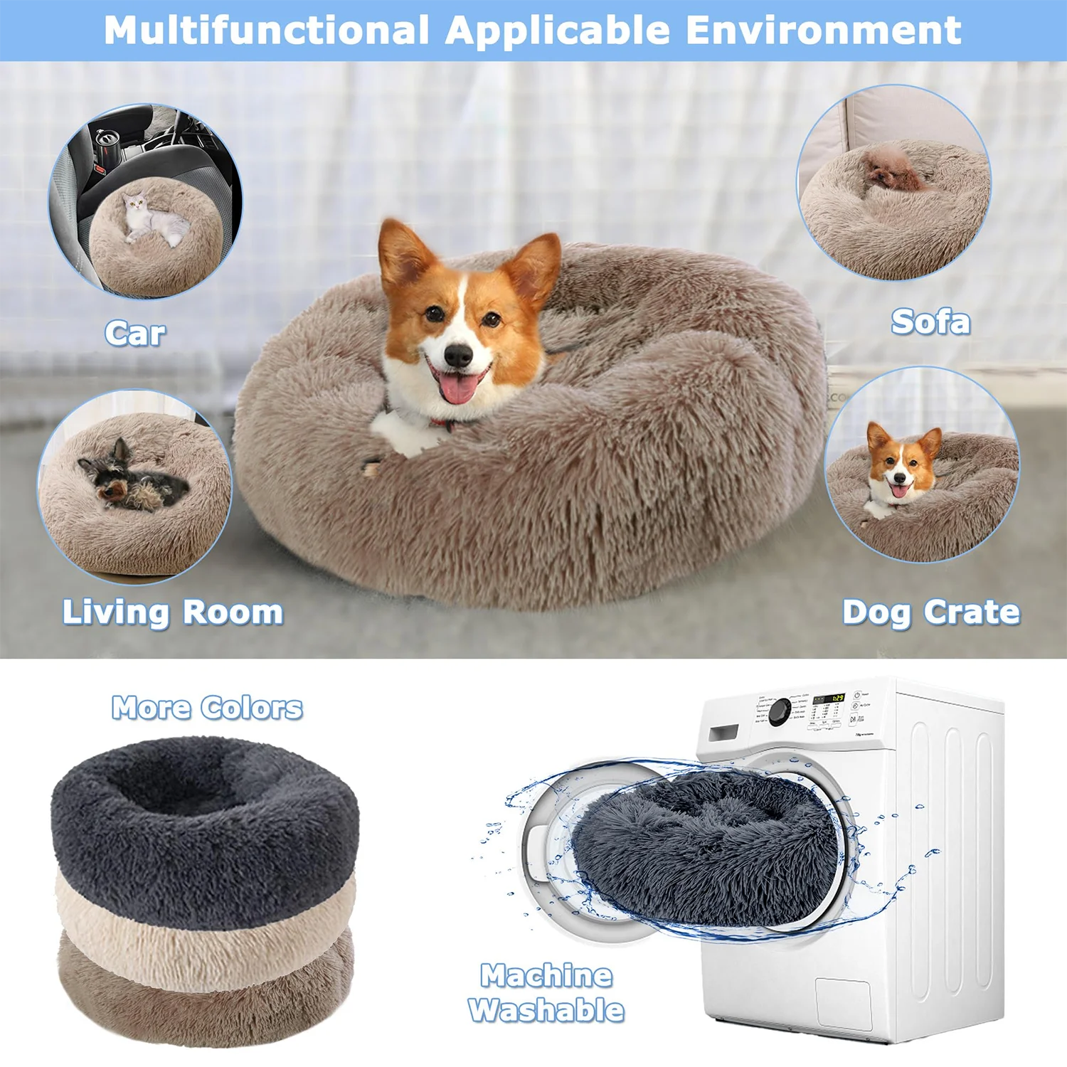 Calming Donut Pet Bed – Fluffy Cuddler