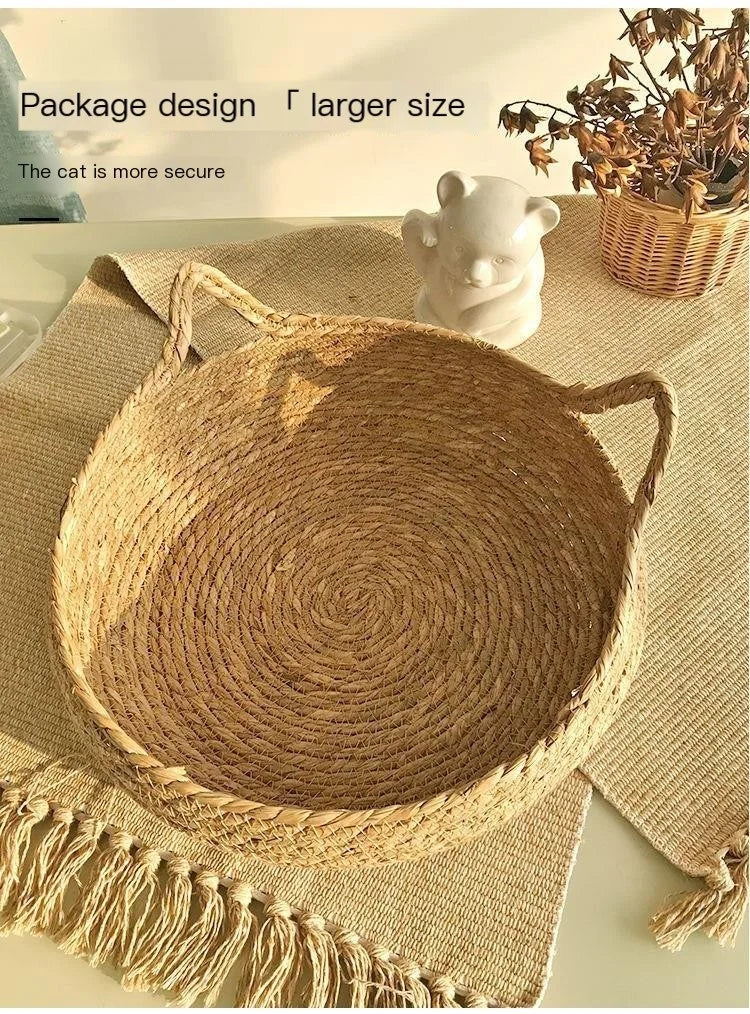 Handwoven Natural Vine Cat Basket