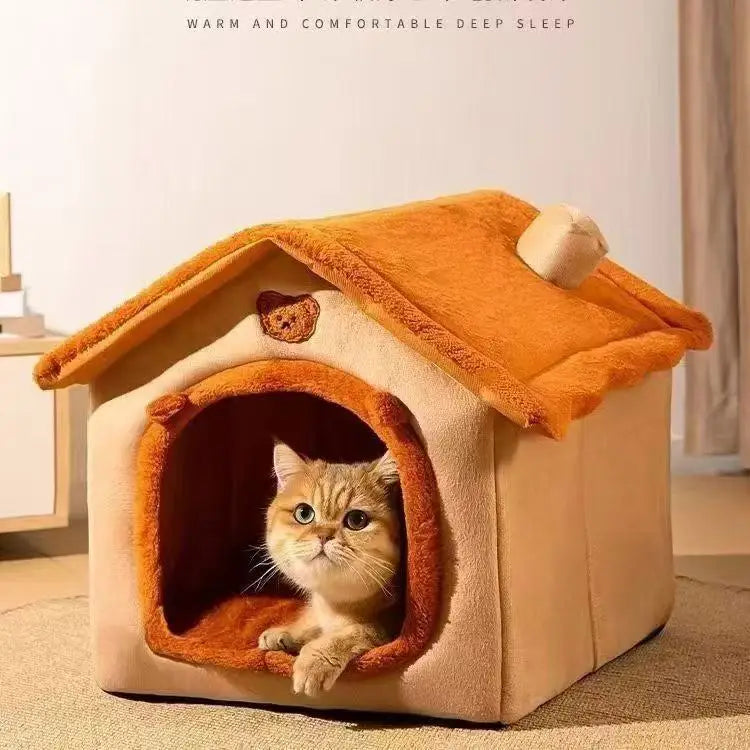 Dog House Style Pet Bed – Removable Cover