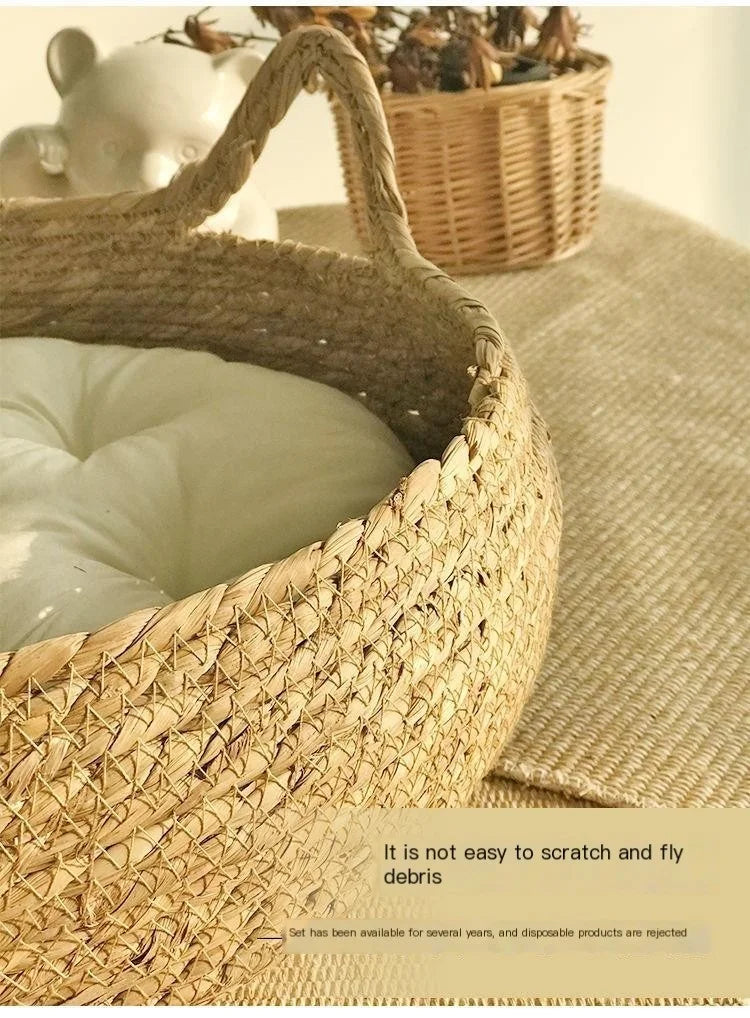 Handwoven Natural Vine Cat Basket