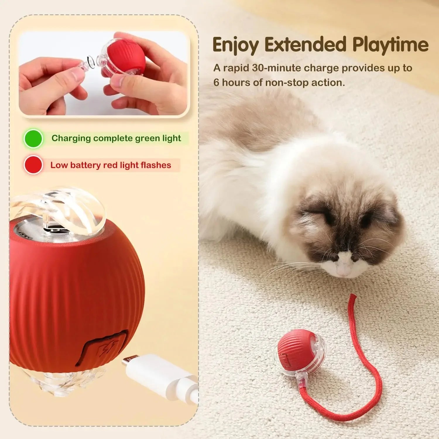 Smart Auto-Rolling Cat Ball – Rechargeable