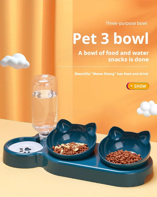 3-in-1 Tilted Bowl Set with Water Feeder