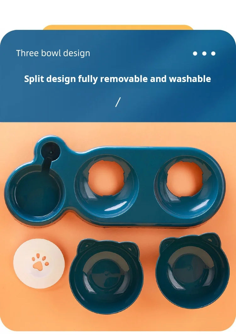 3-in-1 Tilted Bowl Set with Water Feeder