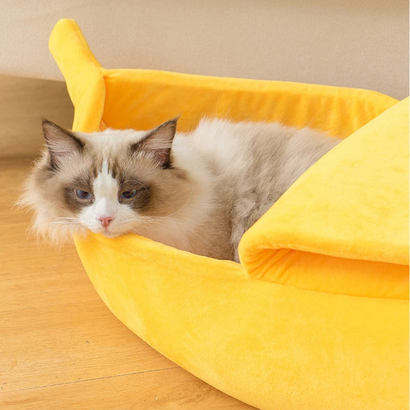 Banana-Shaped Novelty Cat Bed