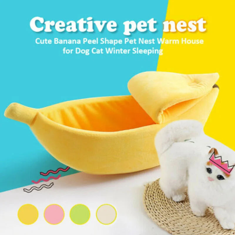 Banana-Shaped Novelty Cat Bed