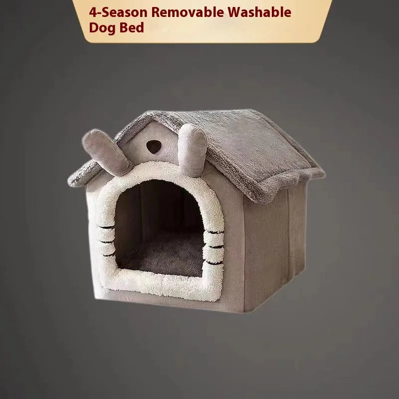 Dog House Style Pet Bed – Removable Cover