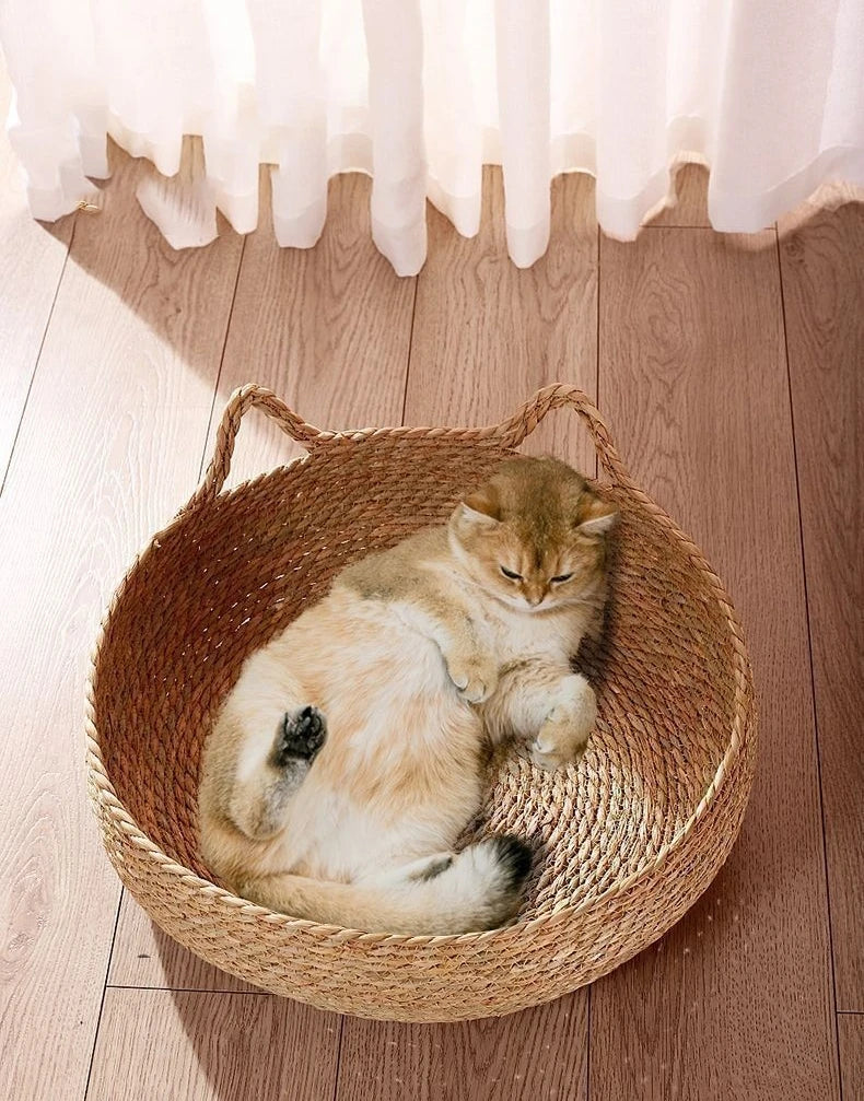 Handwoven Natural Vine Cat Basket