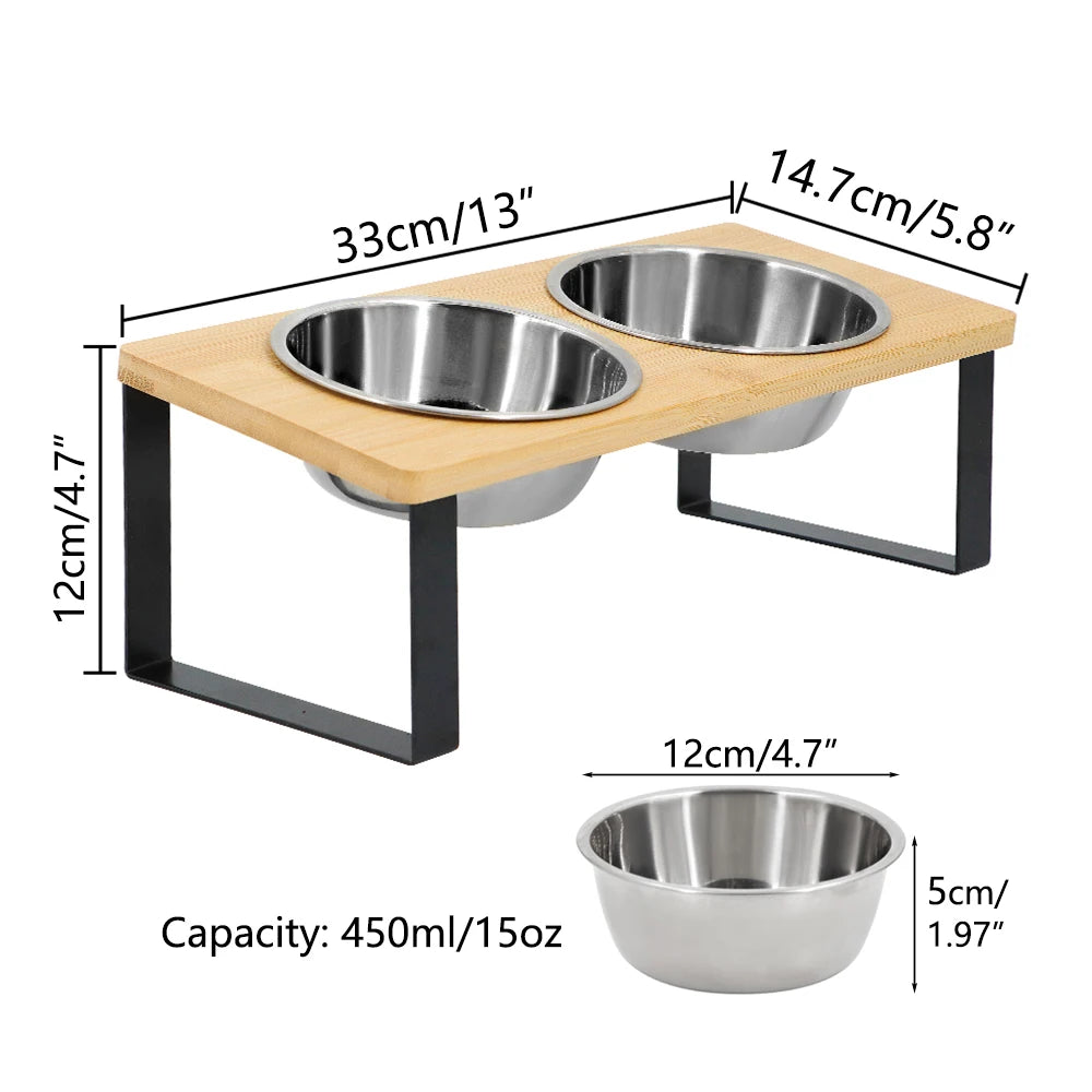 Elevated Stainless Steel Cat Bowl Set – 15° Tilt