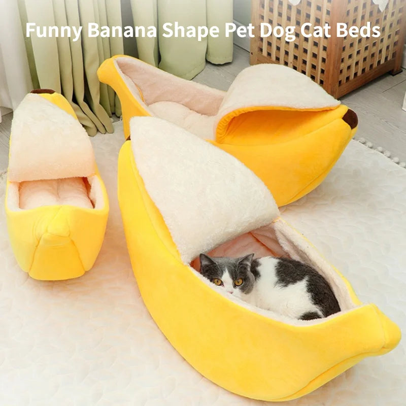 Banana-Shaped Novelty Cat Bed