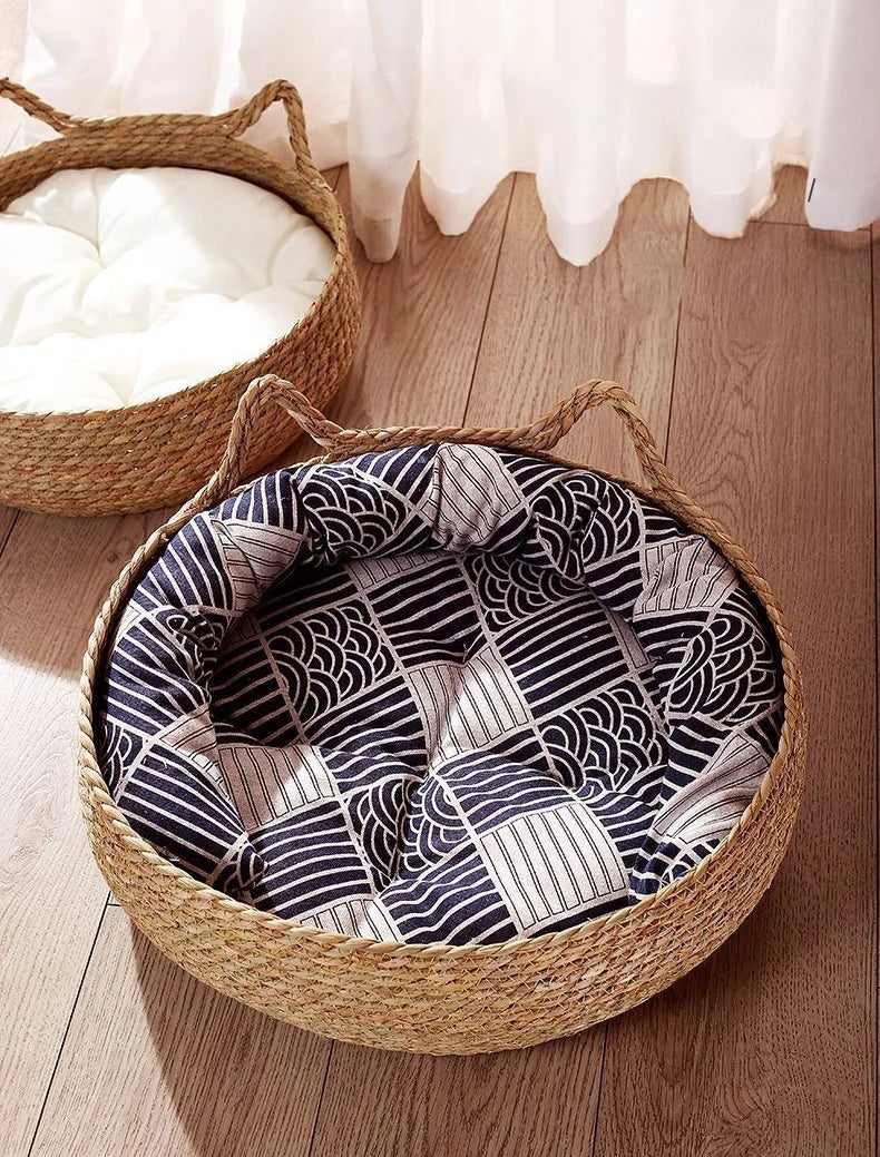 Handwoven Natural Vine Cat Basket
