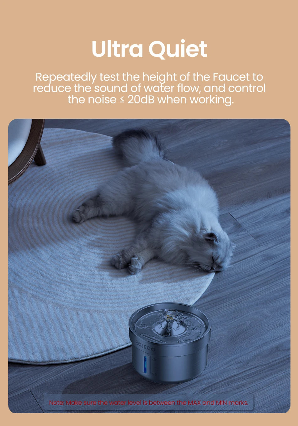 ROJECO Smart Pet Water Fountain – Stainless