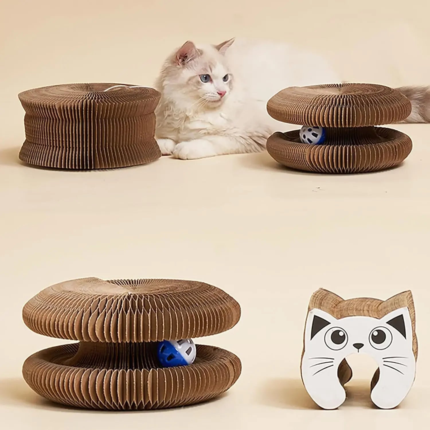 Spring Accordion Cat Scratch & Play Toy