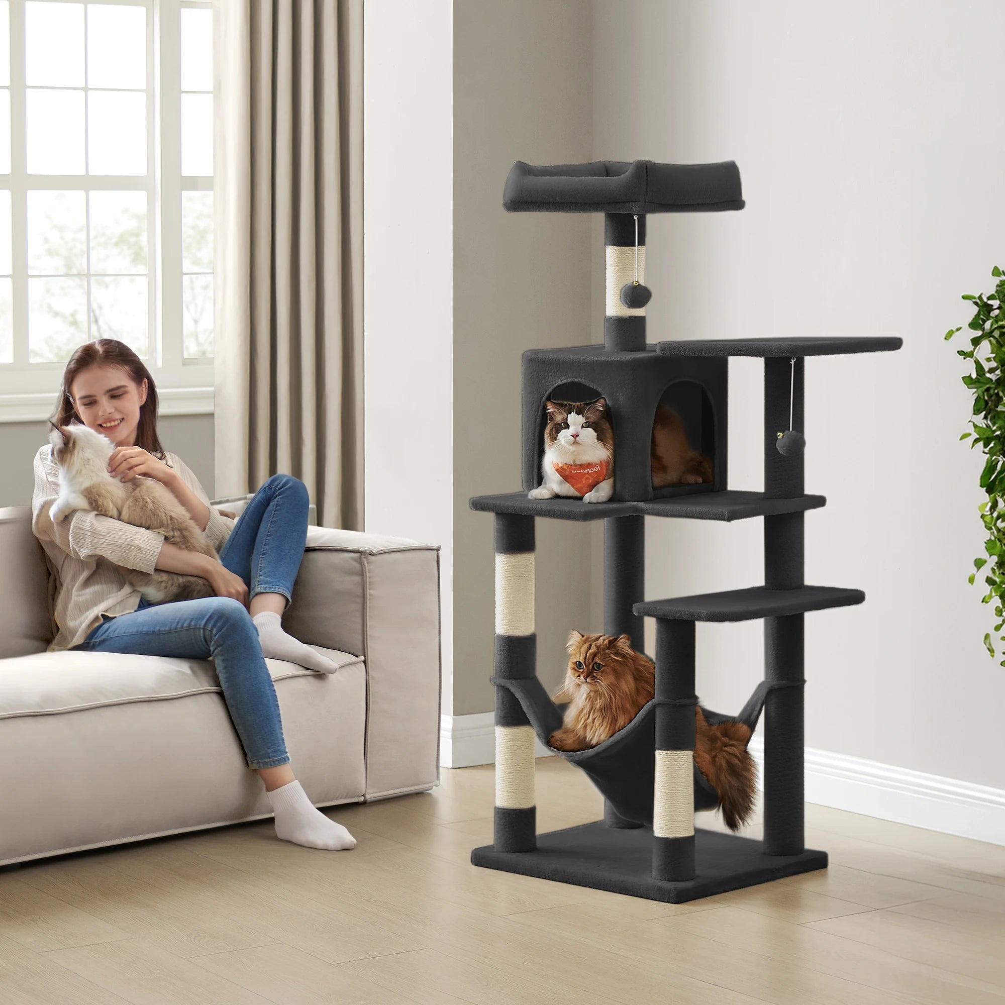 Feandrea Cat Tower 143 cm – 4 Scratching Posts