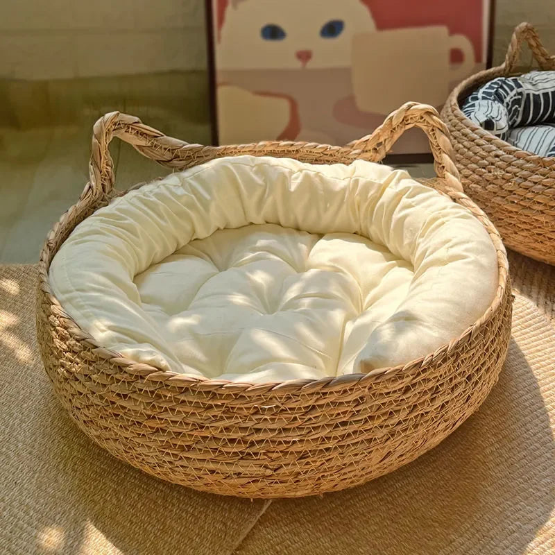 Handwoven Natural Vine Cat Basket
