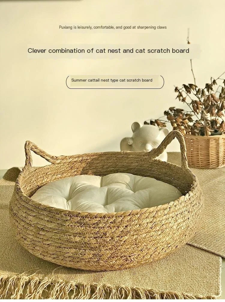 Handwoven Natural Vine Cat Basket