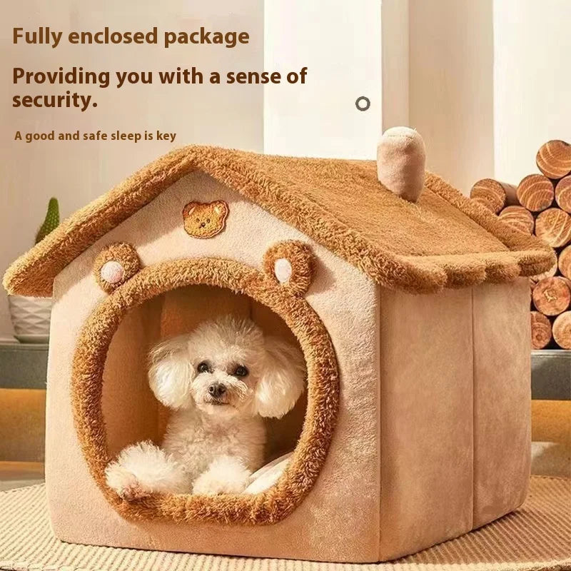 Dog House Style Pet Bed – Removable Cover