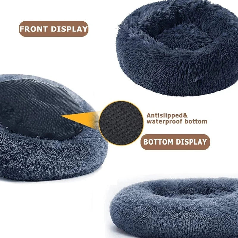 Calming Donut Pet Bed – Fluffy Cuddler