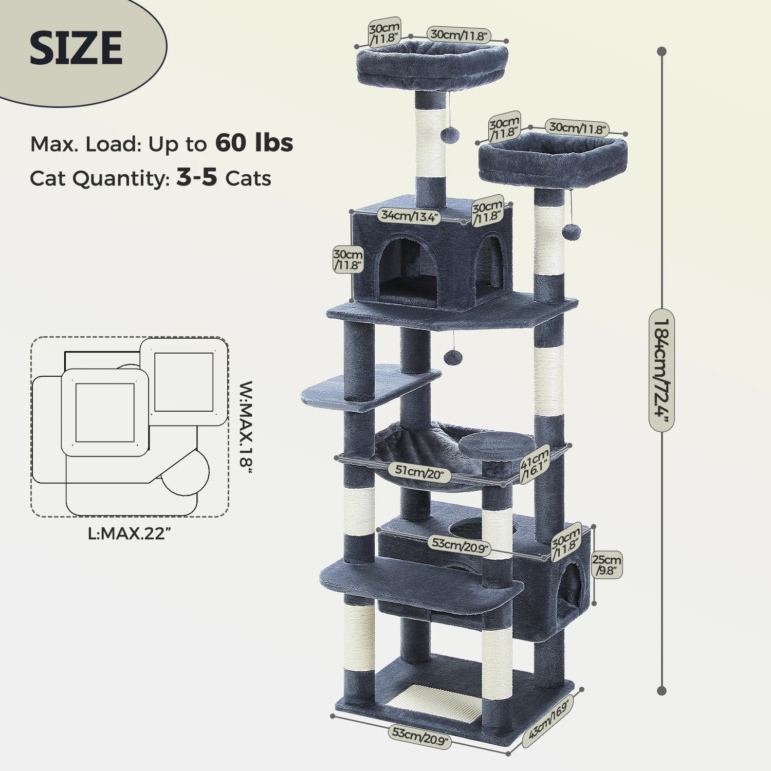 Premium Multi-Level Cat Tower with Hammock