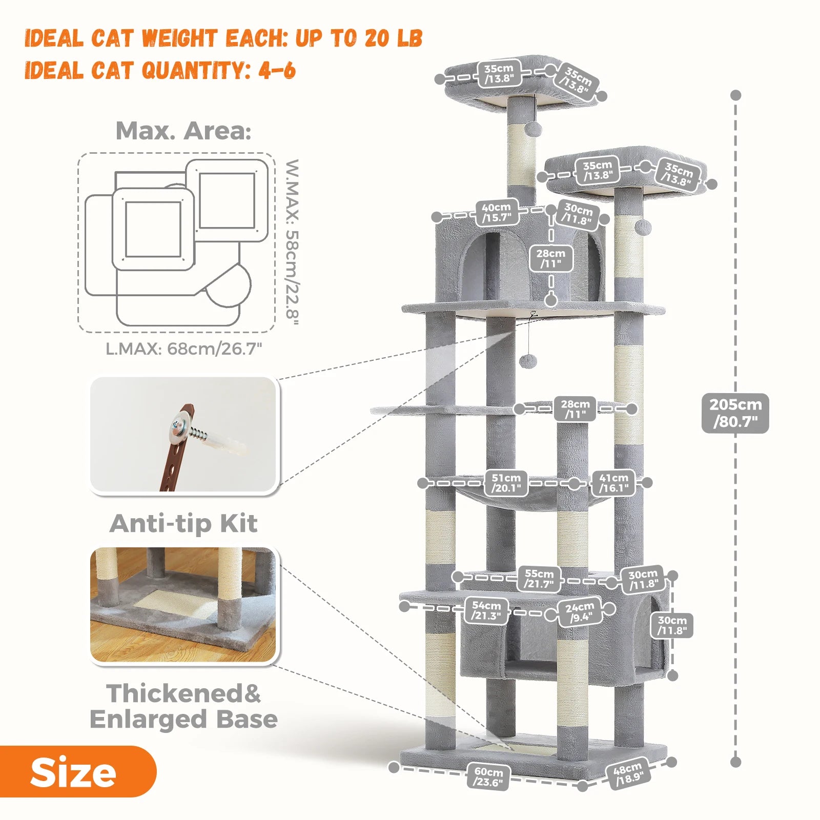 Premium Multi-Level Cat Tower with Hammock