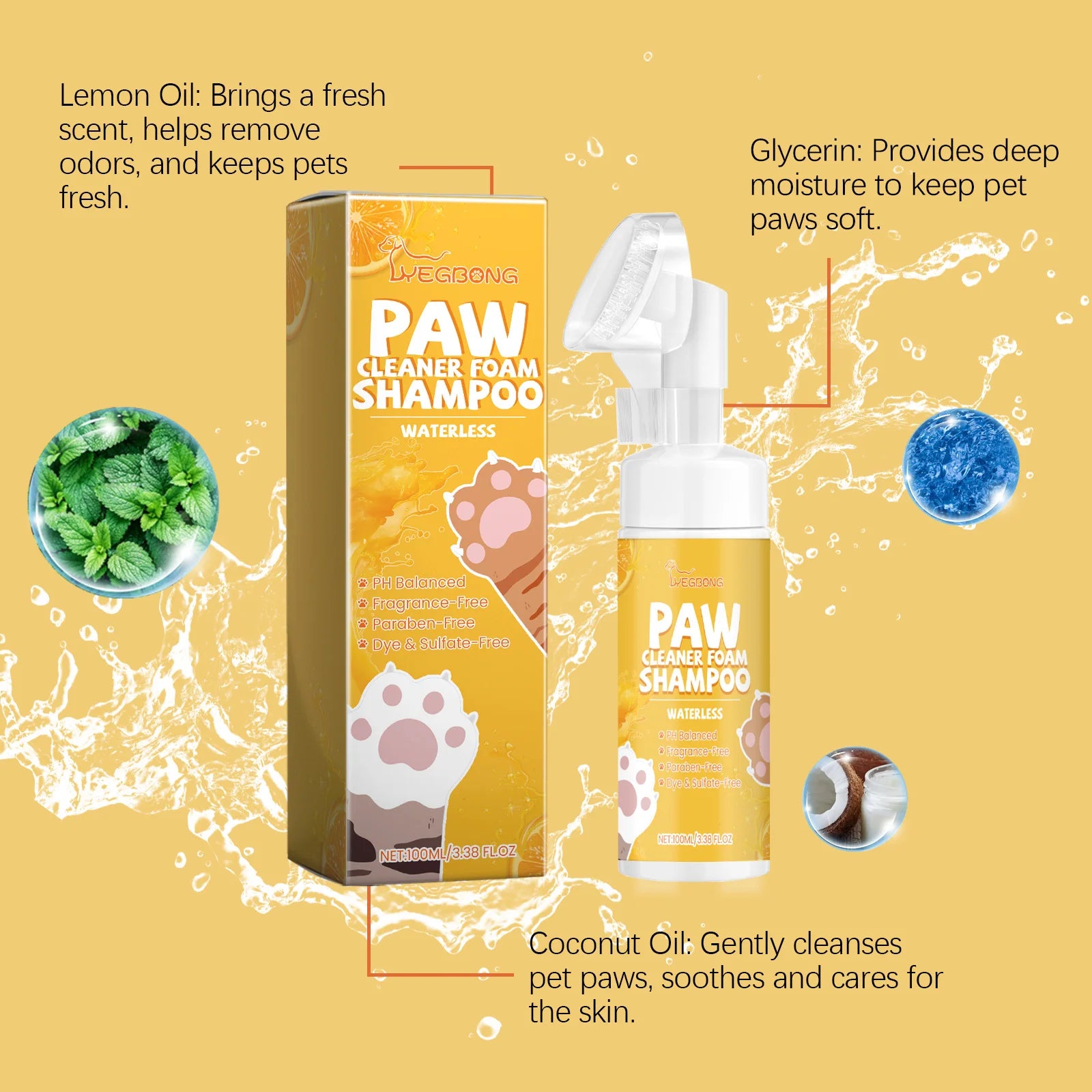 Pet Paw Foam Cleaner – No-Rinse