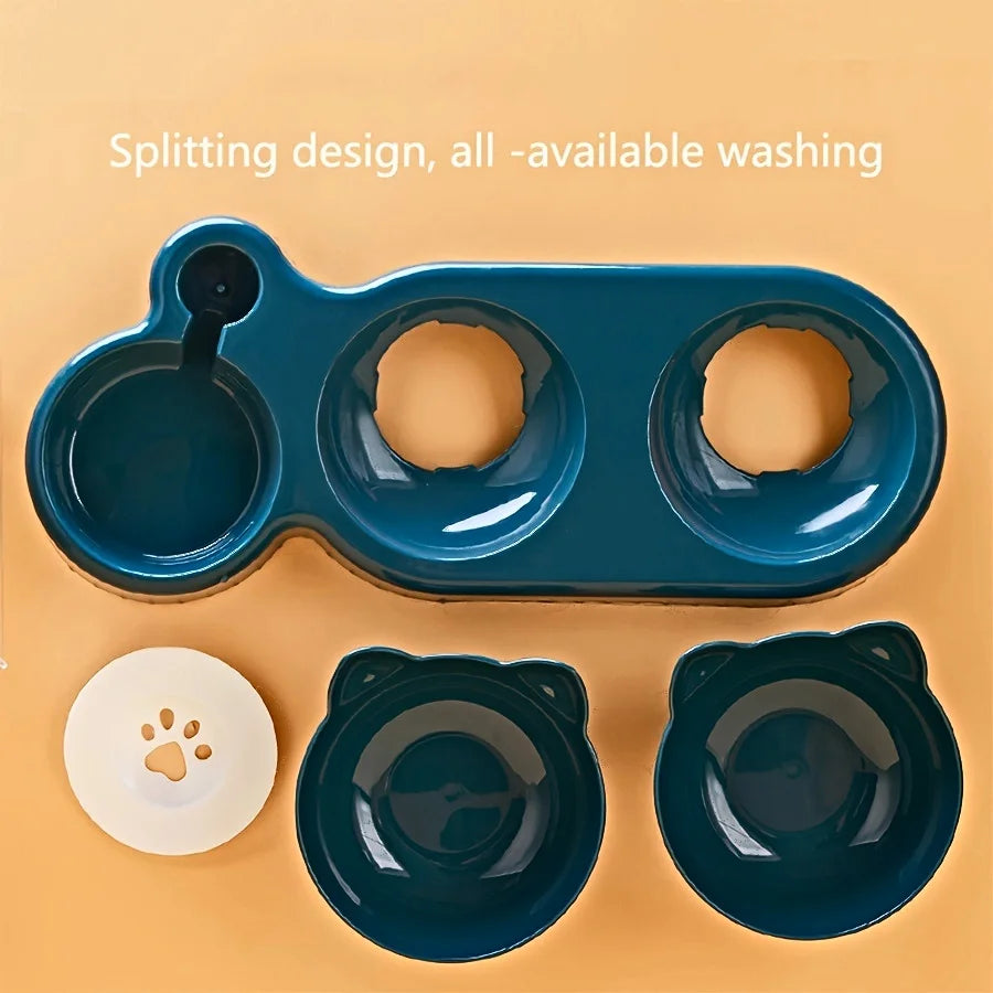 3-in-1 Tilted Bowl Set with Water Feeder