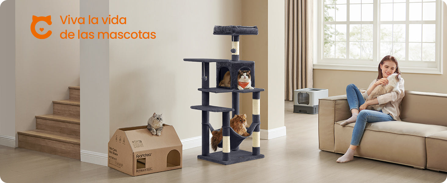 Feandrea Cat Tower 143 cm – 4 Scratching Posts